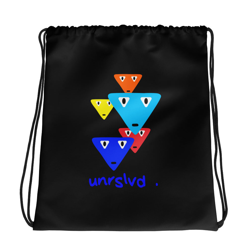 U-2, Drawstring bag - black - multi tri face + unrslvd logo