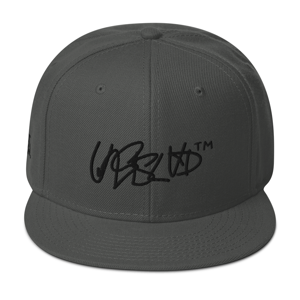 Snapback Hat- UNRSLVD TAG LOGO - 'what now' on side - embroidered