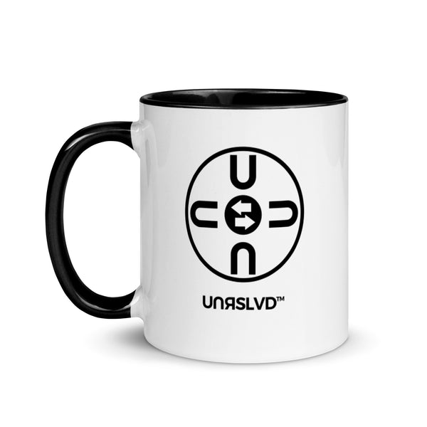 U-1, MUG - printed UN logo on two sides - white + black